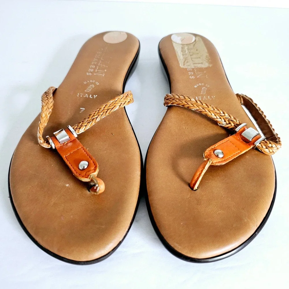 Italian Shoemakers Sandals‎ Flip Flops Thong Orange Sz 7 - Sh655.1